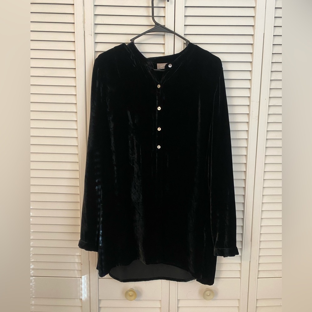 J JILL Velvet Tunic Shirt Blouse Large Silk Witchy Romantic Whimsigoth Artsy